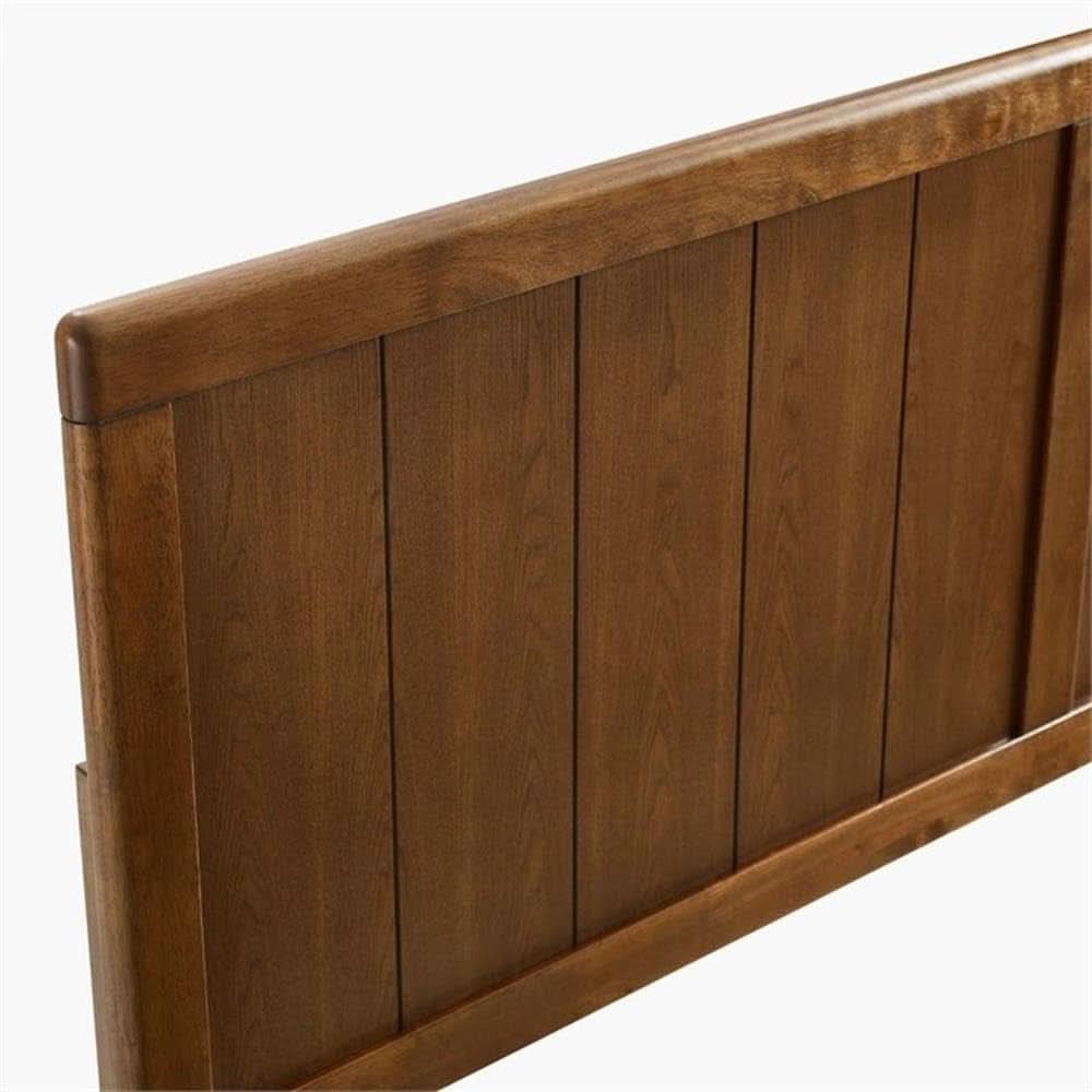 Modern Walnut Rubberwood King Headboard with Panel Detail