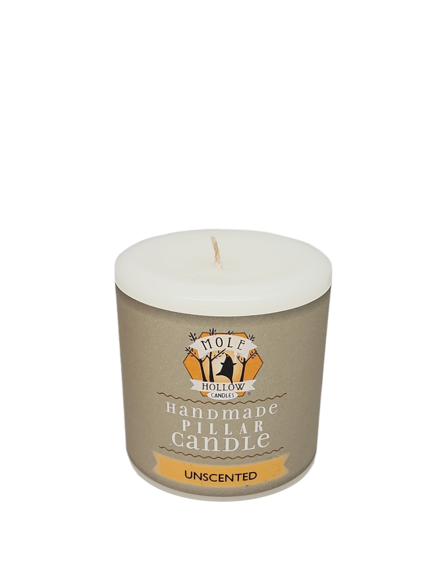 Mole Hollow Unscented Pillar Candle (Stark White) -