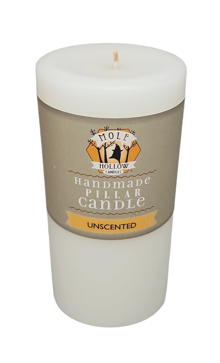 Mole Hollow Unscented Pillar Candle (Stark White) -