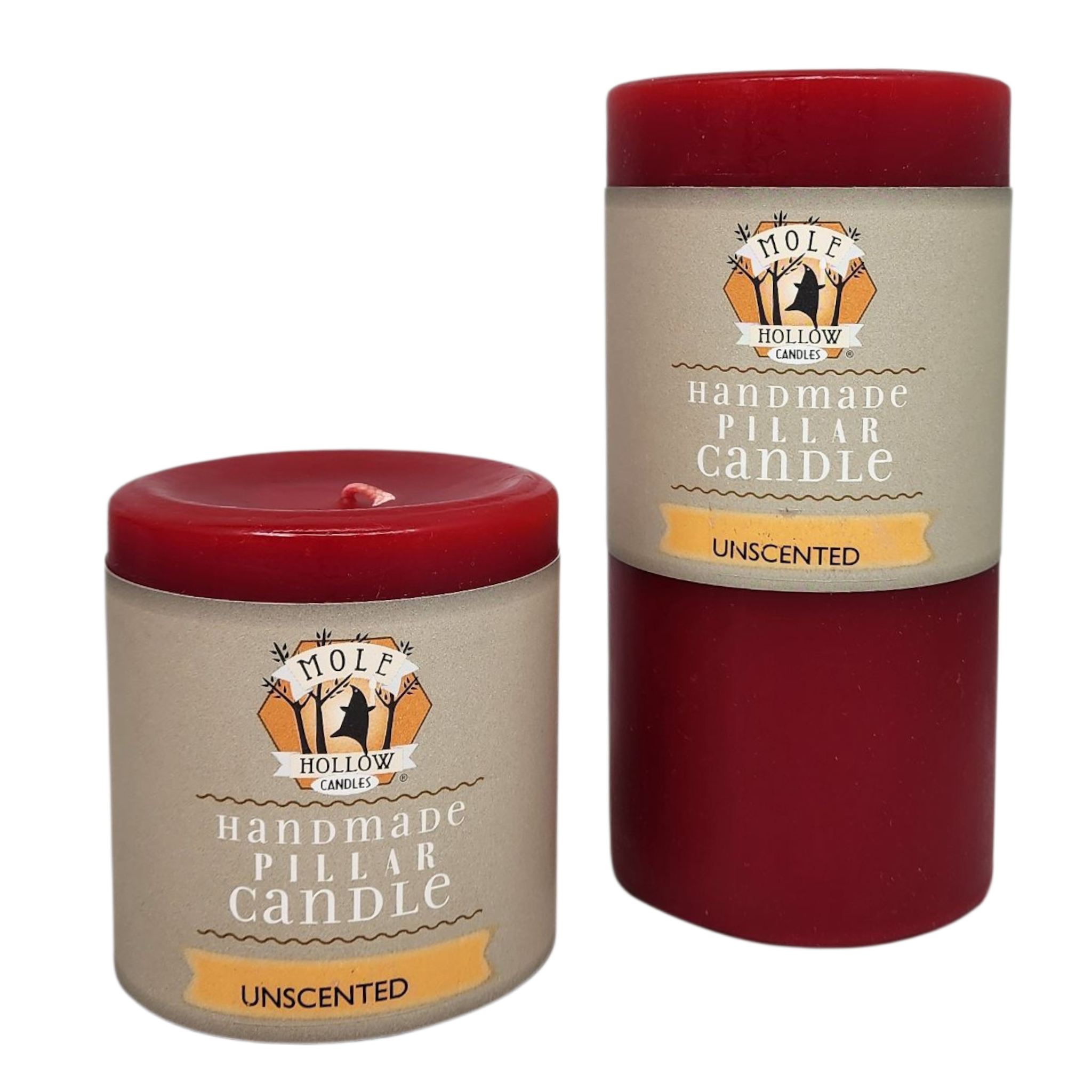 Mole Hollow Unscented Pillar Candle (Sweetheart Red) -