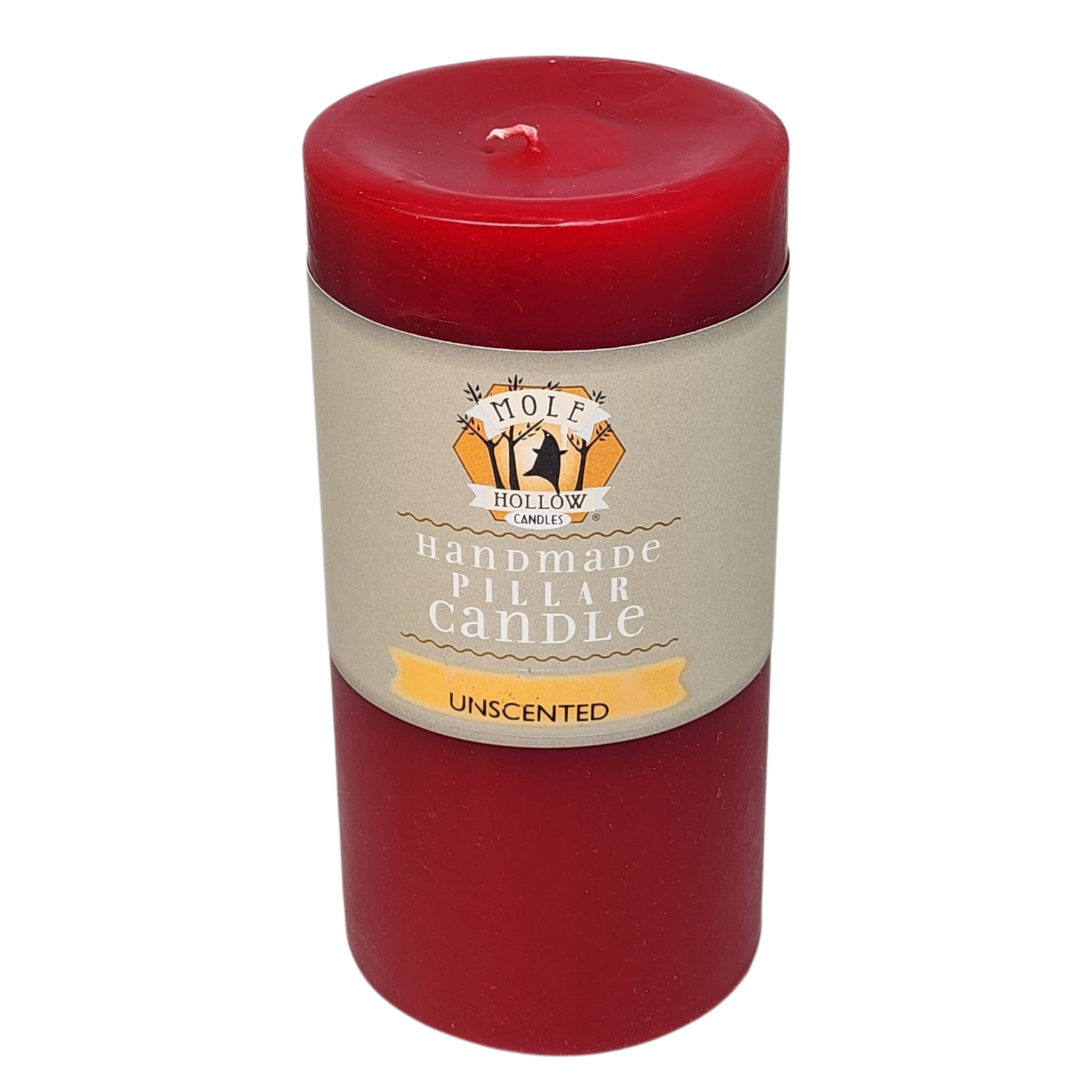 Mole Hollow Unscented Pillar Candle (Sweetheart Red) -