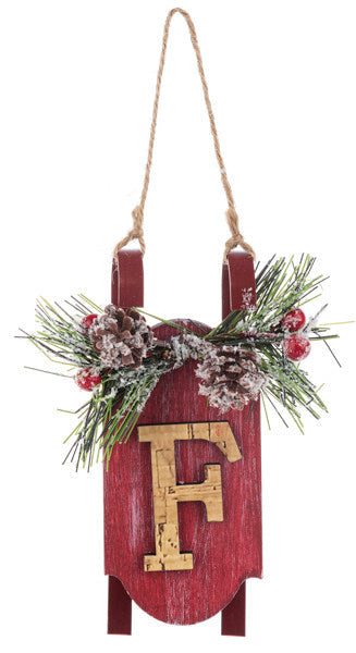 Monogram Sled Ornament -