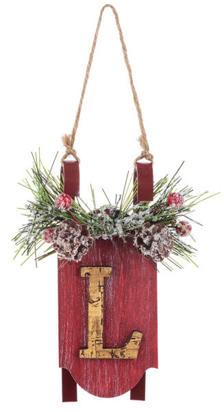 Monogram Sled Ornament -