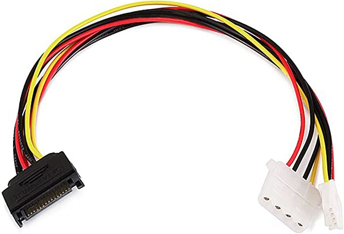 Monoprice 12Inch Sata 15Pin Male To 4Pin Molex And 4Pin Power Cable