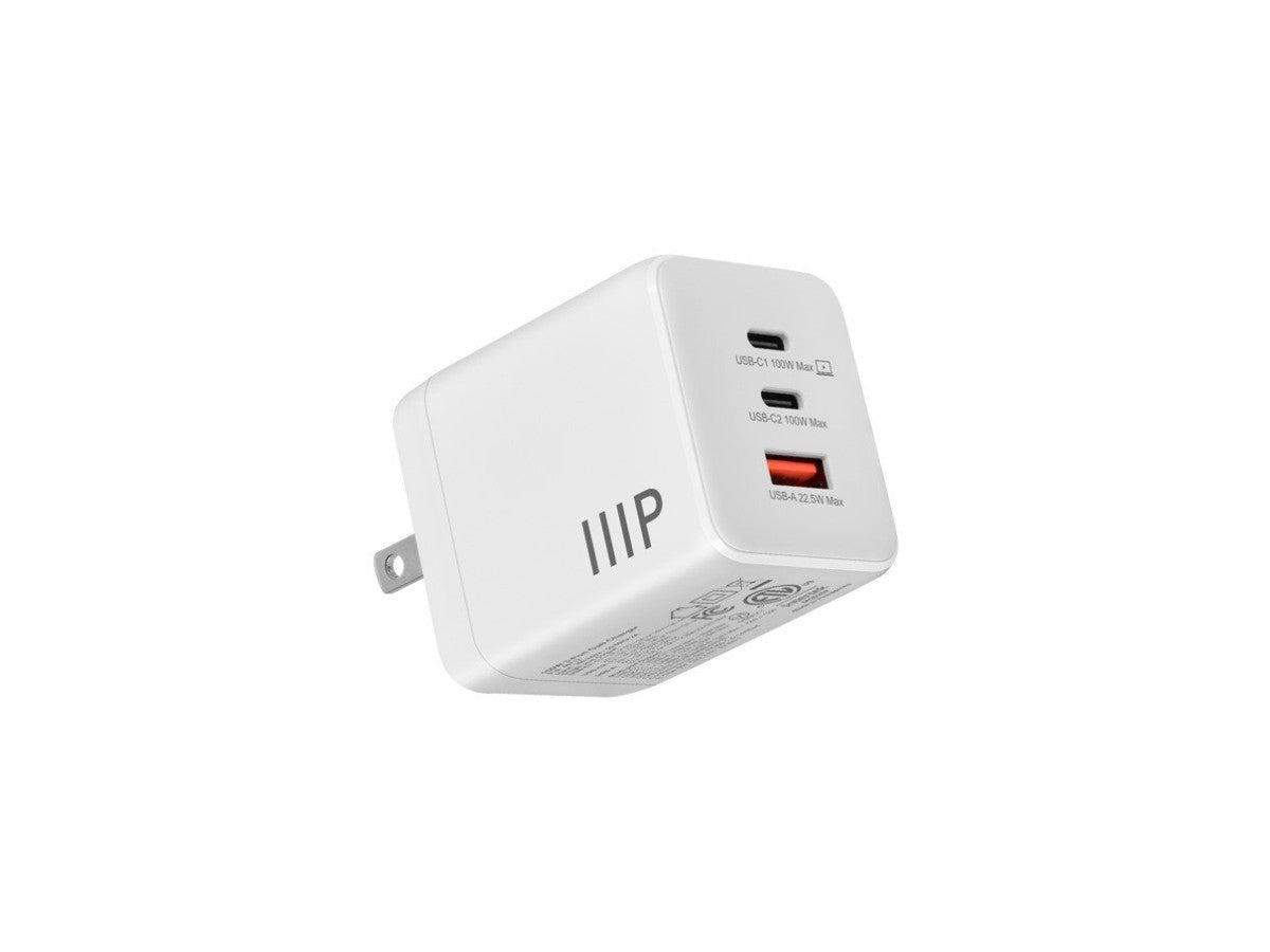 Monoprice 3-Port 100W GaN Charger Fast Charging for Travel & Office