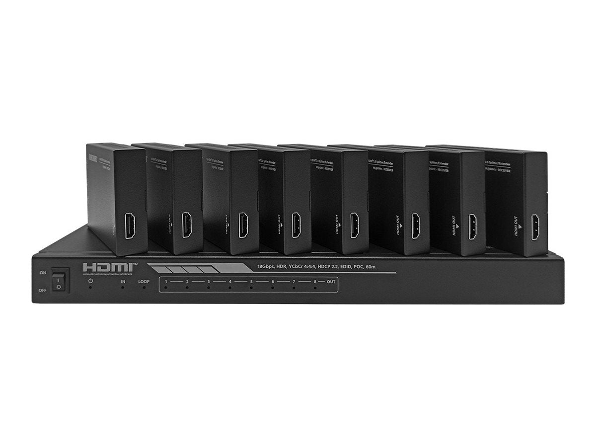 Monoprice Blackbird - Complete Solution Kit - video/audio/infrared extender - over CAT 6/6a/7 - 8 ports - up to 197 ft