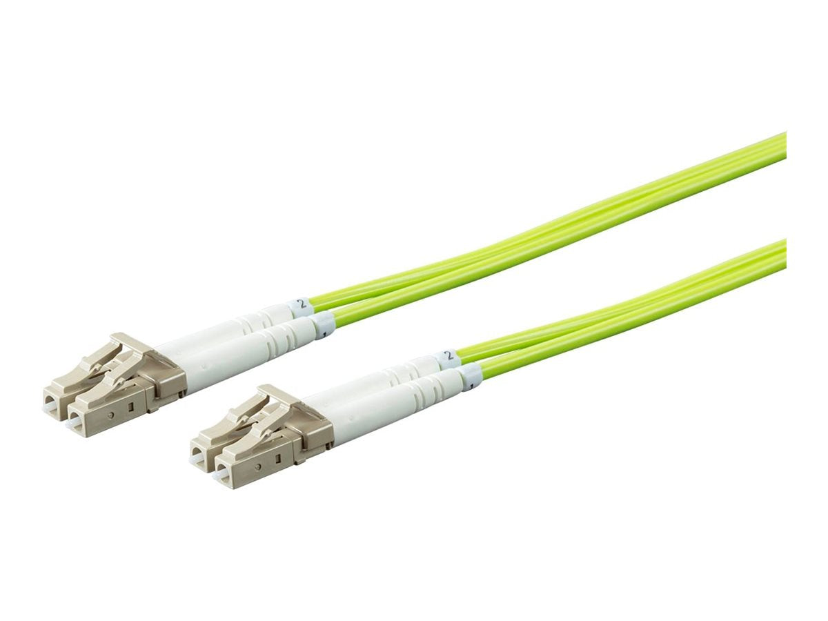Monoprice - Patch cable - LC/UPC multi-mode (M) to LC/UPC multi-mode (M) - 4 m - 0.1 in - fiber optic - duplex - 50 / 125 micron - OM5 - OFNR - lime green