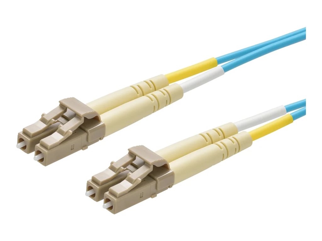 Monoprice - Patch cable - LC/UPC multi-mode (M) to LC/UPC multi-mode (M) - 50 m - 0.1 in - fiber optic - duplex - 50 / 125 micron - OM4 - OFNR - aqua