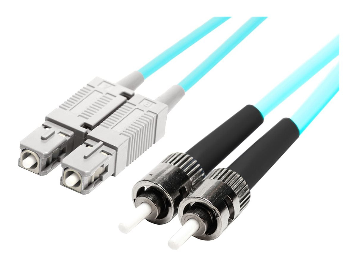 Monoprice - Patch cable - ST/UPC multi-mode (M) to SC/UPC multi-mode (M) - 8 m - 0.1 in - fiber optic - duplex - 50 / 125 micron - OM4 - OFNR - aqua