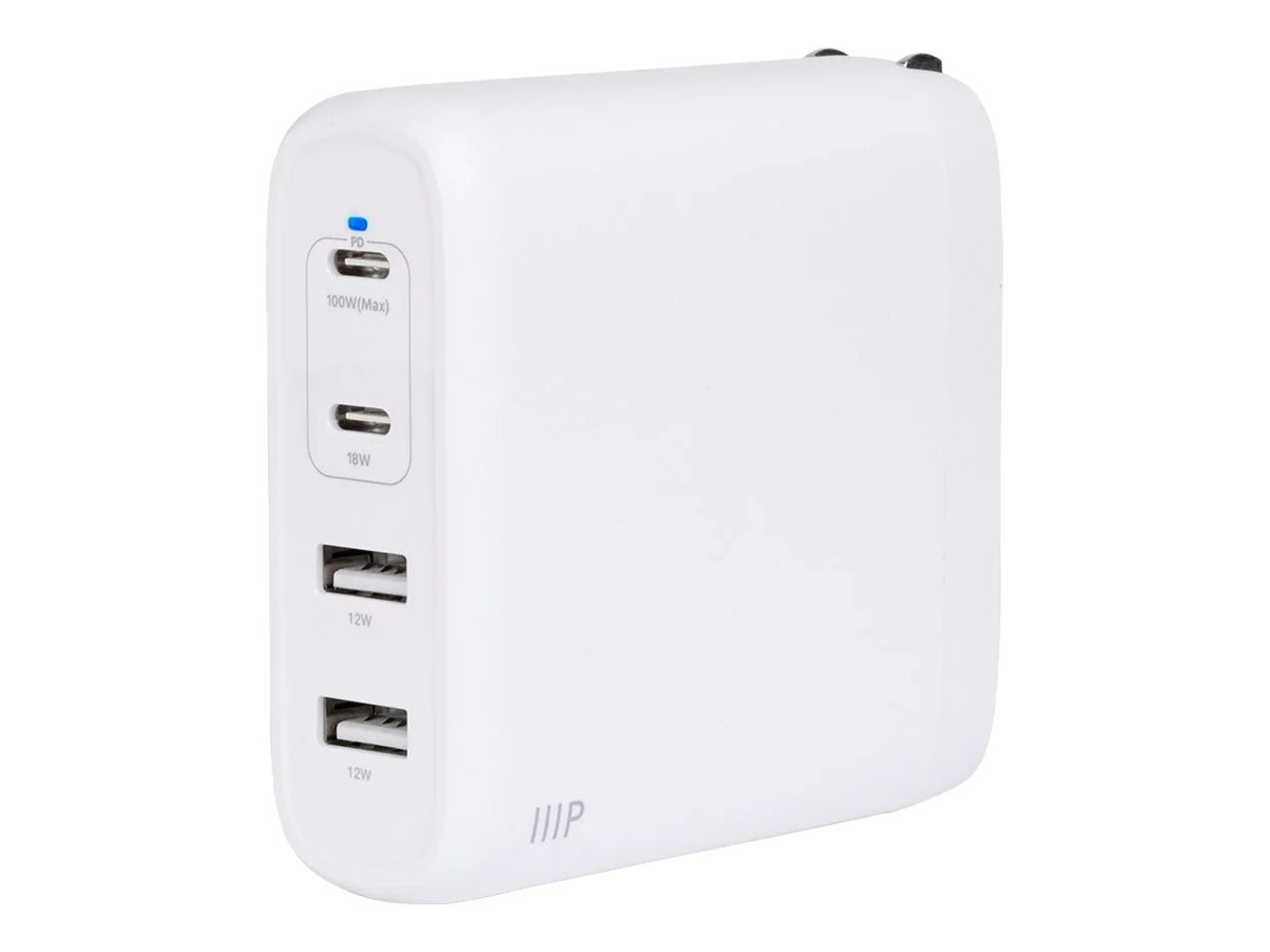 Monoprice - Power adapter - GaN - 100 Watt - 5 A - PD 3.0 (2 x USB-C, 2 x USB)