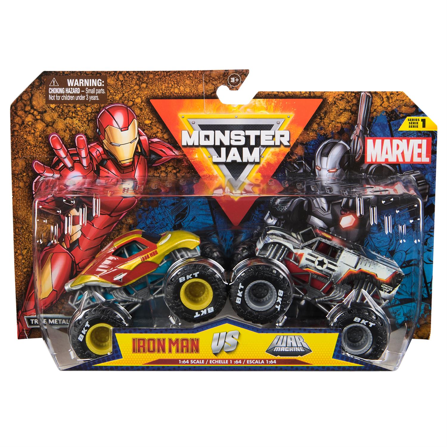 Monster Jam Marvel- 1:64 scale die-cast 2-Pack - Iron Man vs War Machine