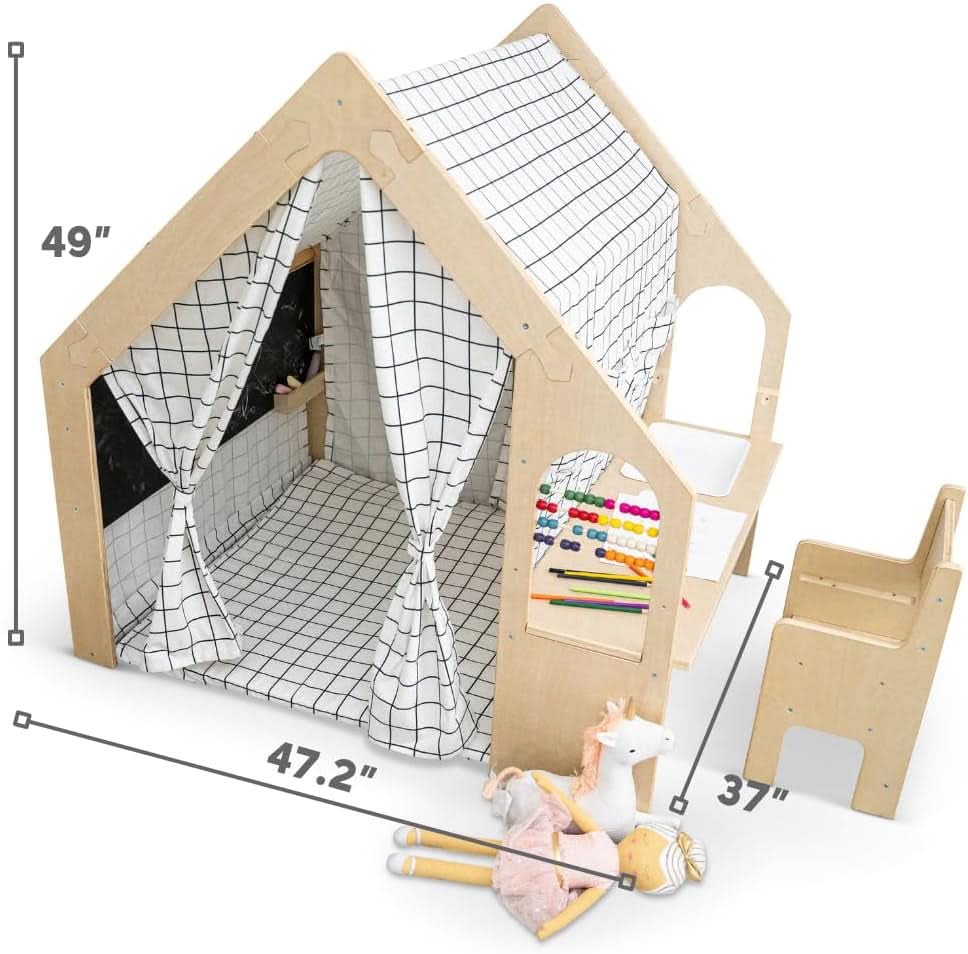 Montessori Style Indoor Playhouse Desk Chair Chalkboard