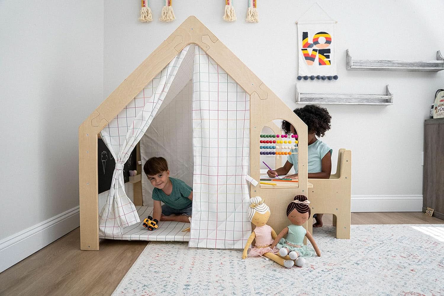 Montessori Style Indoor Playhouse Desk Chair Chalkboard