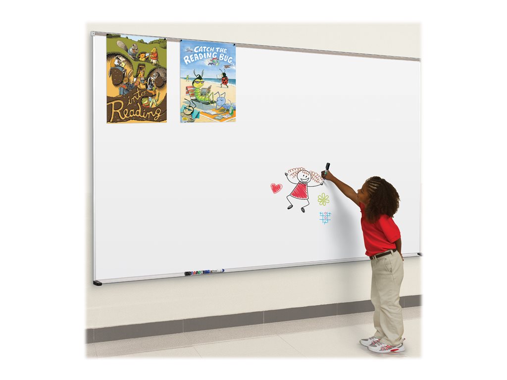 MooreCo El Grande - Whiteboard - wall mountable - 60 in x 192.01 in - porcelain steel - magnetic - off white - aluminum frame 202AQ-25