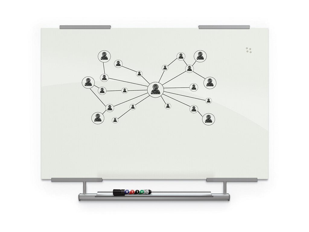 MooreCo Visionary Hierarchy - Whiteboard - wall mountable - 70.9 in x 47.2 in - tempered glass - magnetic - gloss white 83845-2X576