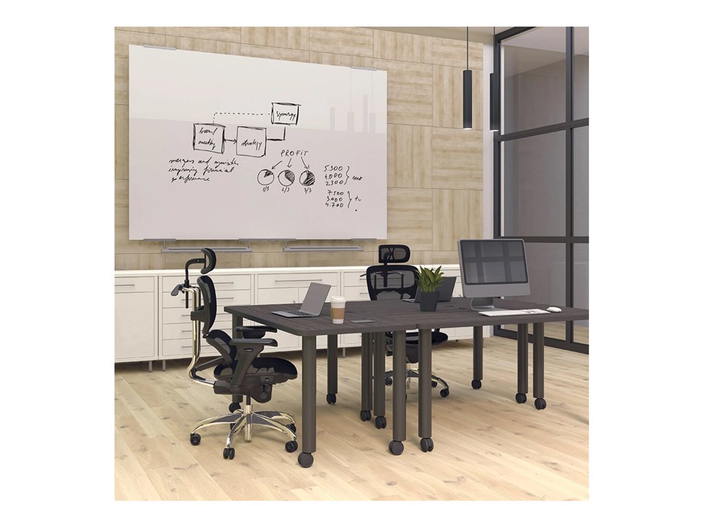 MooreCo Visionary Hierarchy - Whiteboard - wall mountable - 70.9 in x 47.2 in - tempered glass - magnetic - gloss white 83845-2X576