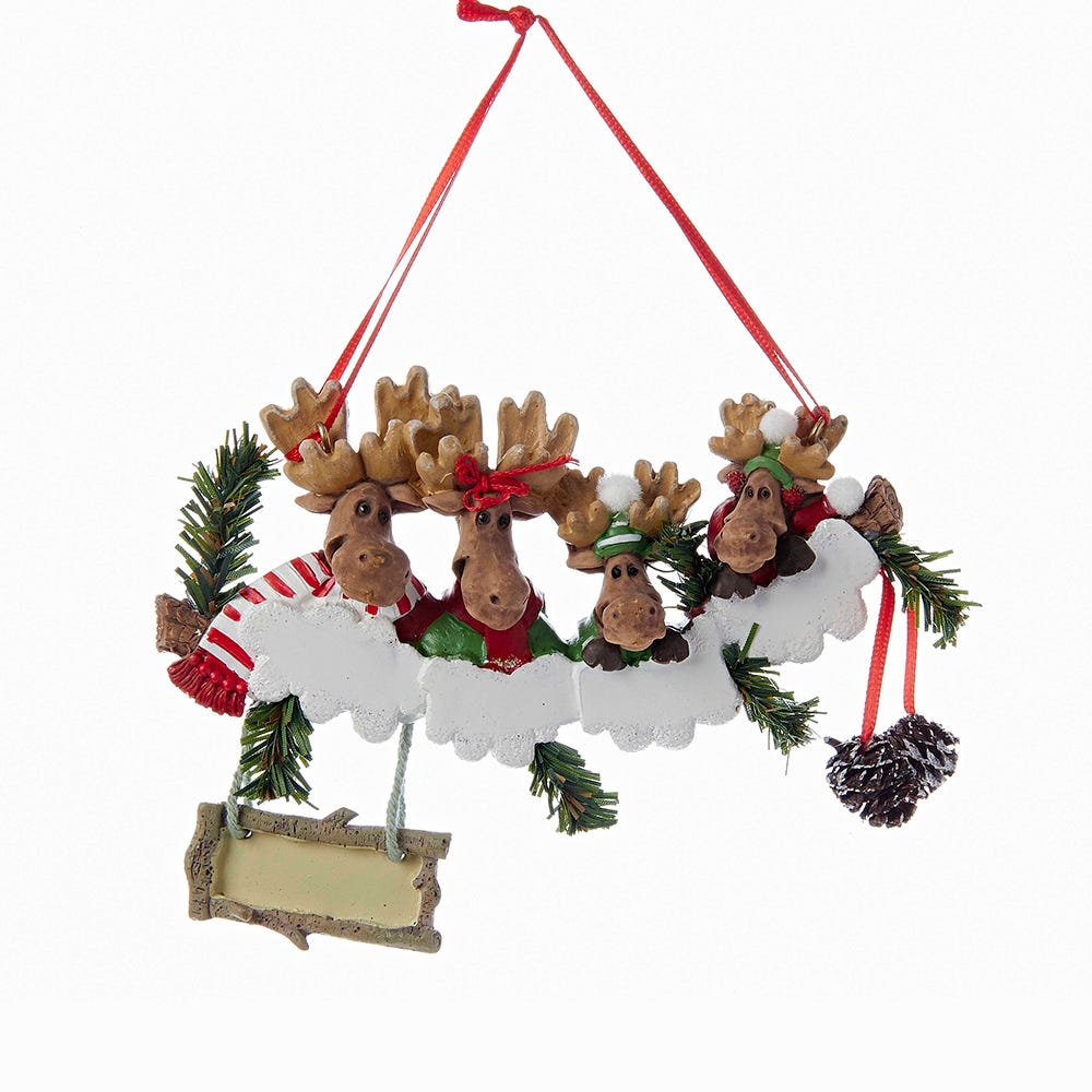Moose Ornament For Personalization - Family of 4