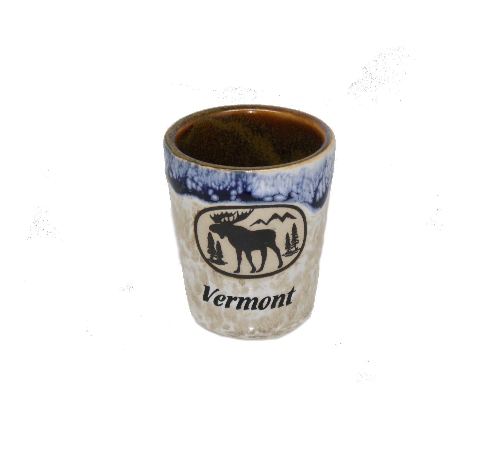 Moose Scene Oval Drip - Ceramic Shotglass - Blue