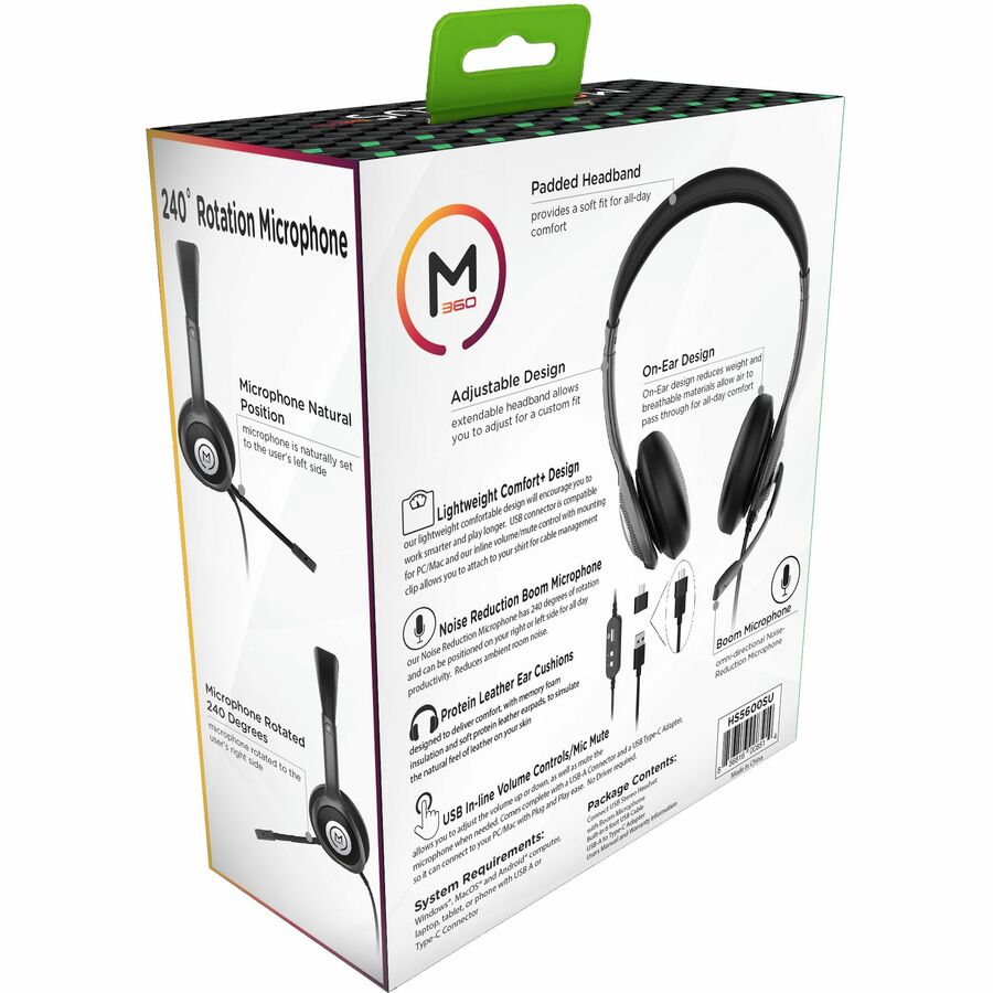 Morpheus 360 Connect USB Stereo UC Headset with Boom Microphone - Noise Reduction Mic -