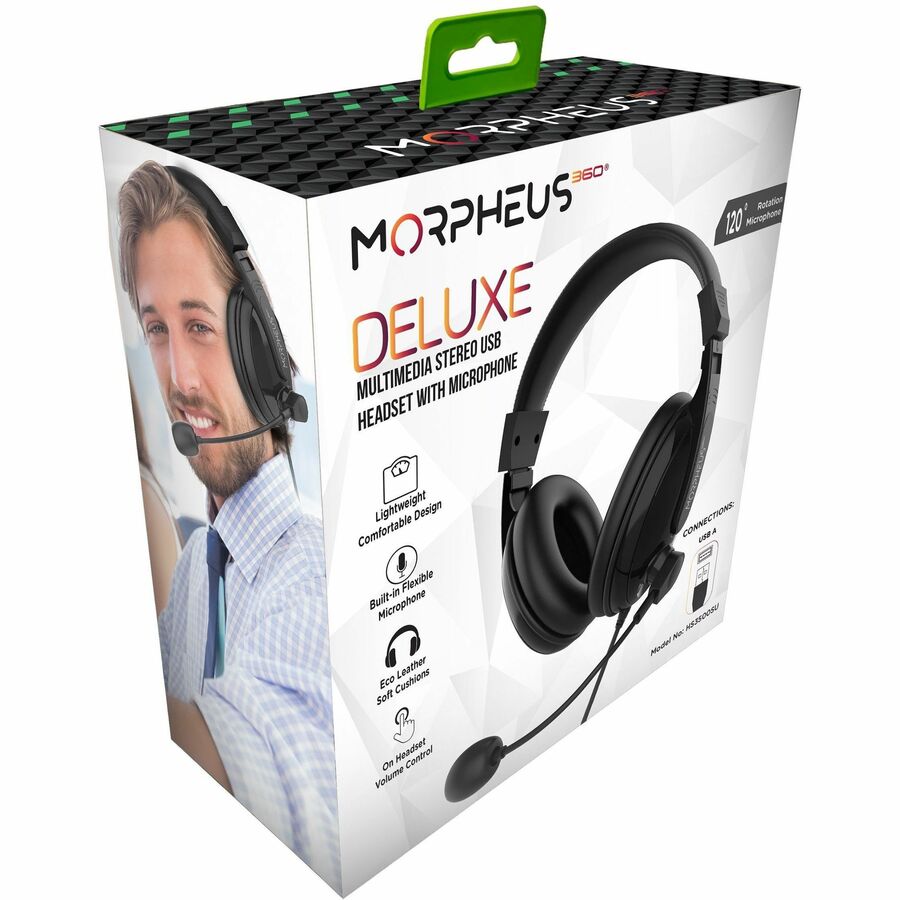 Morpheus 360 Deluxe Multimedia Stereo USB Headset - Adjustable Microphone - Lightweight