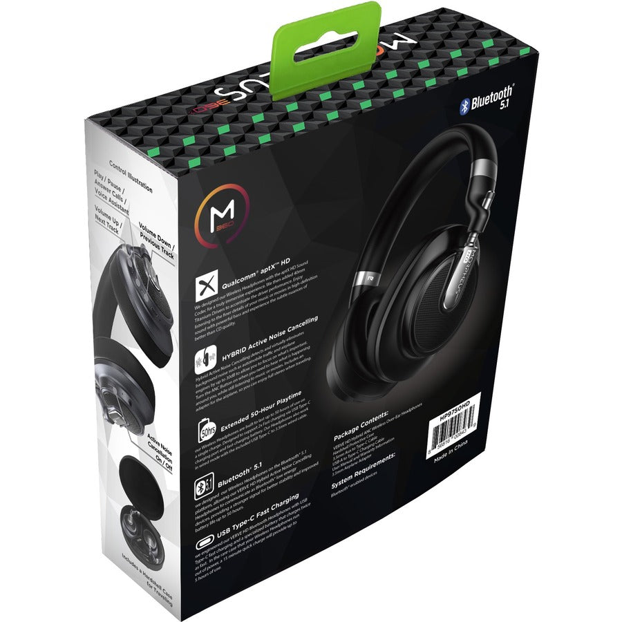 Morpheus 360 Verve HD Hybrid ANC Wireless Noise Cancelling Headphones - 50 Hour Battery | TecISoft HP9750HD