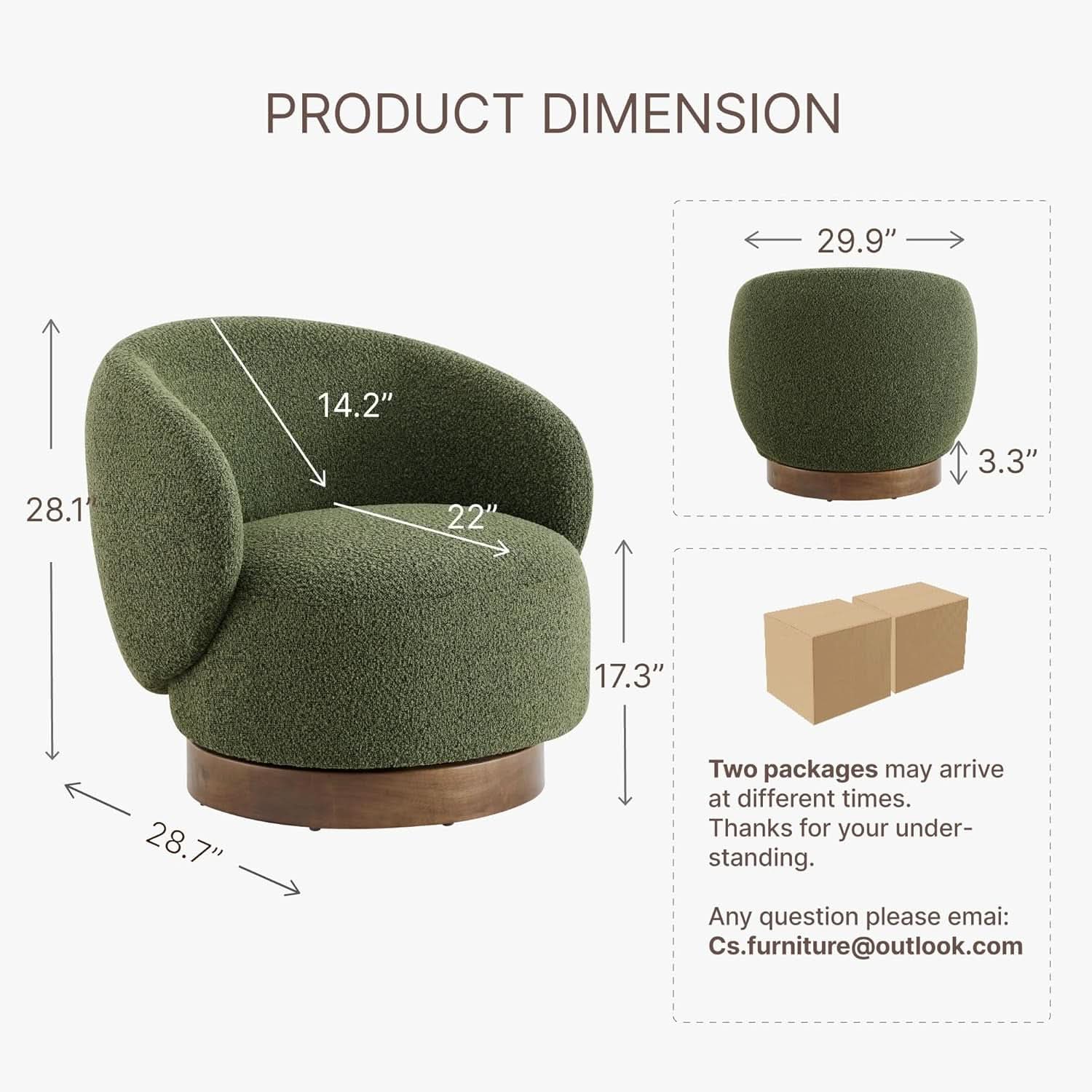 Moss Green Upholstered Swivel Accent Chair 360 Degree