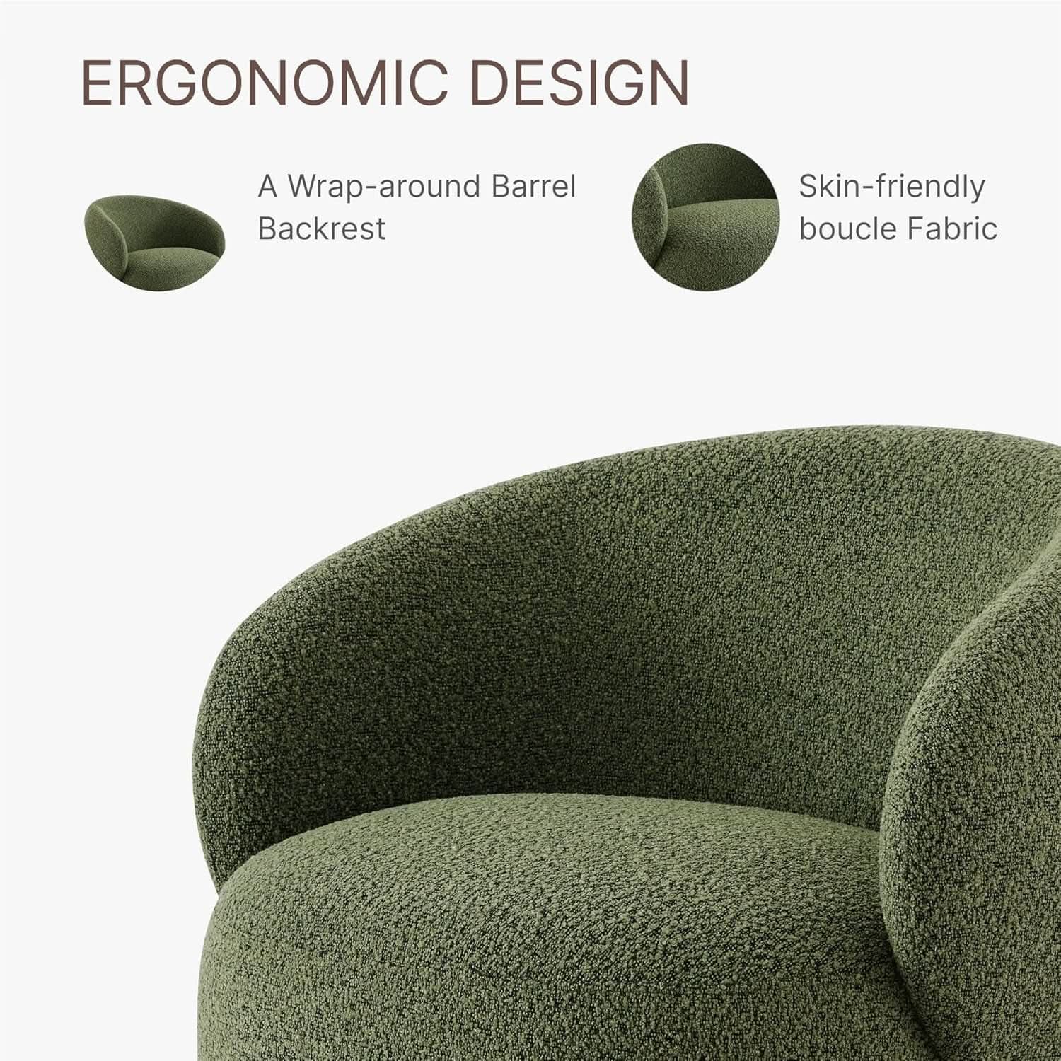 Moss Green Upholstered Swivel Accent Chair 360 Degree