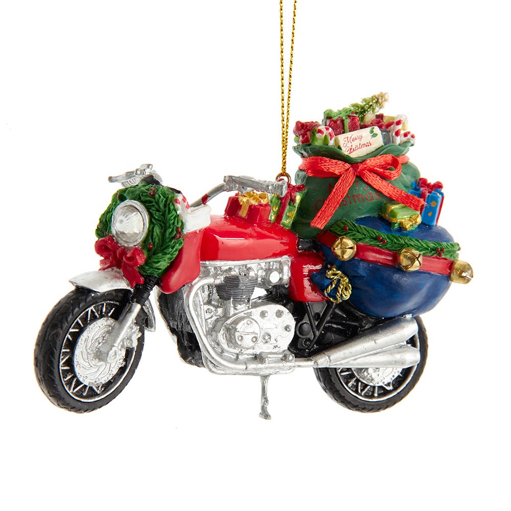 Motorcycle With Presents Ornament
