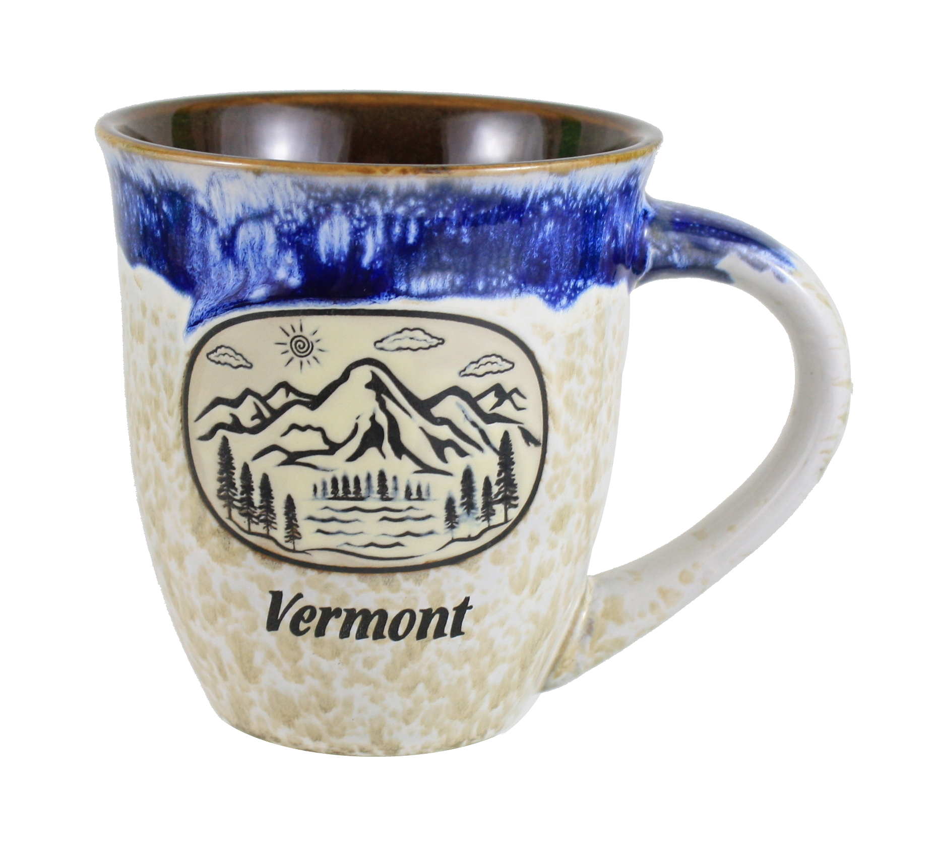 Mountain Scene Drip Glaze Mug - Green