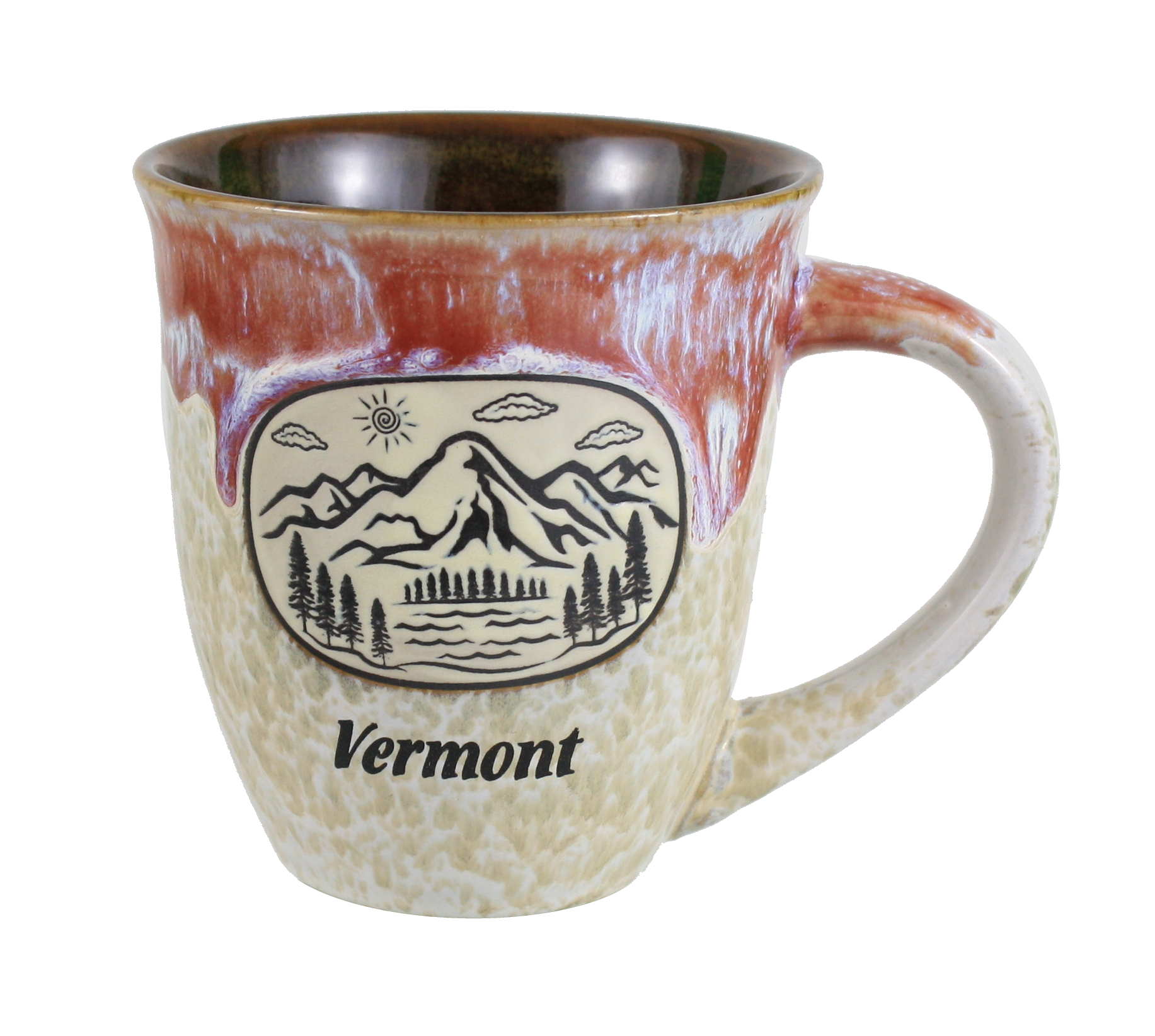 Mountain Scene Drip Glaze Mug - Green