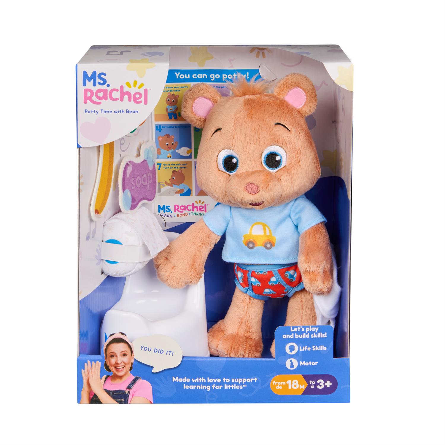Ms. Rachel Potty Time with Bean Plush Teddy Bear with Play Toilet And Accessories