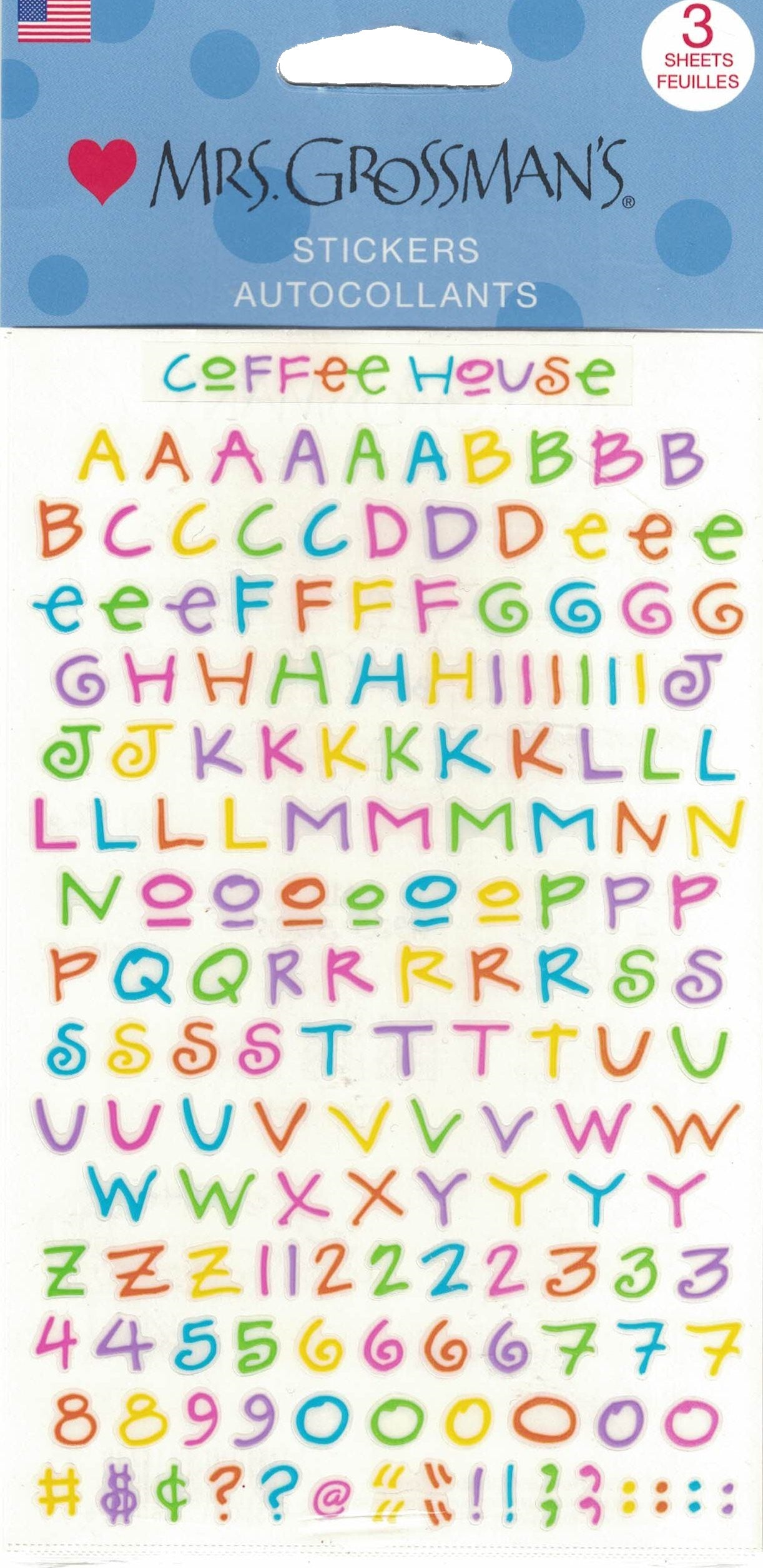 Multi Color Coffee House Alphabet Stickers