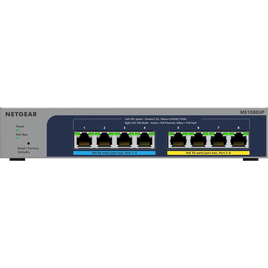 Multi Gigabit PoE Switch - 8-Port 2.5G Business Ethernet Ultra60 PoE++ | TeciSoft MS108EUP-100NAS
