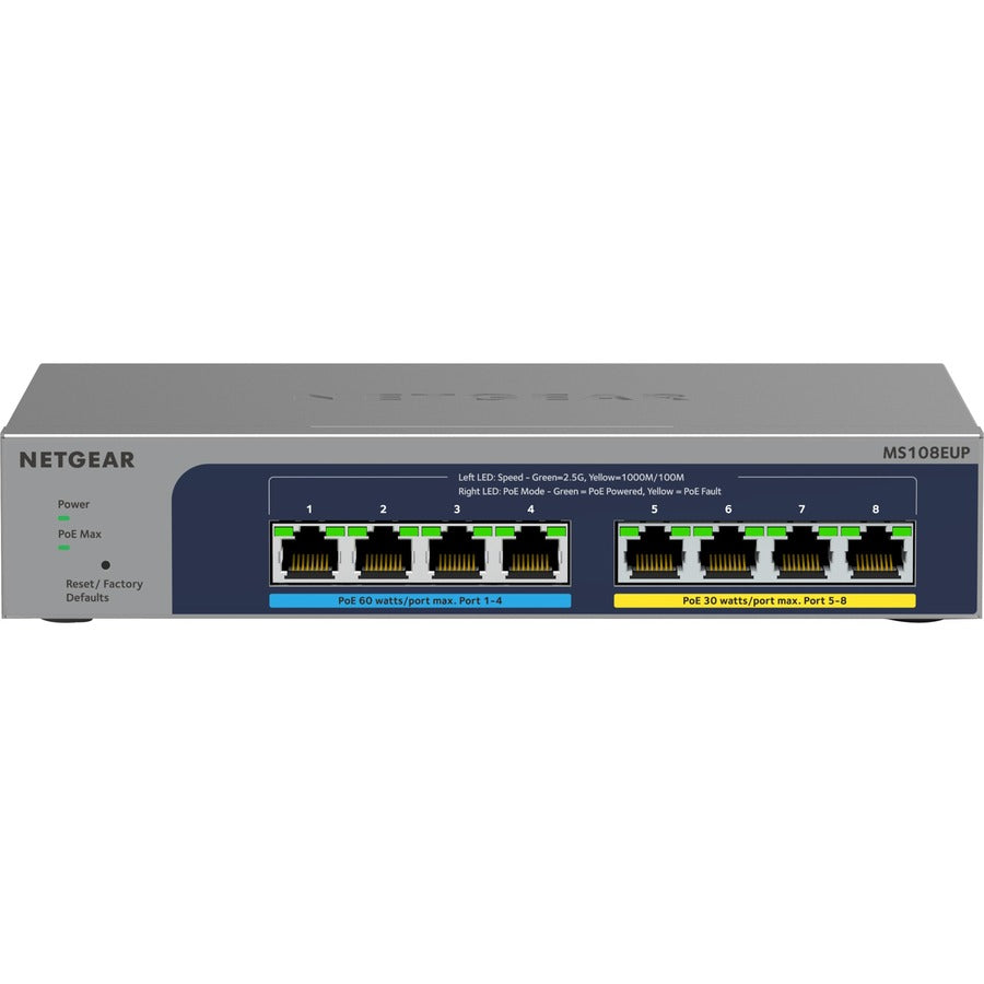 Multi Gigabit PoE Switch - 8-Port 2.5G Business Ethernet Ultra60 PoE++ | TeciSoft MS108EUP-100NAS