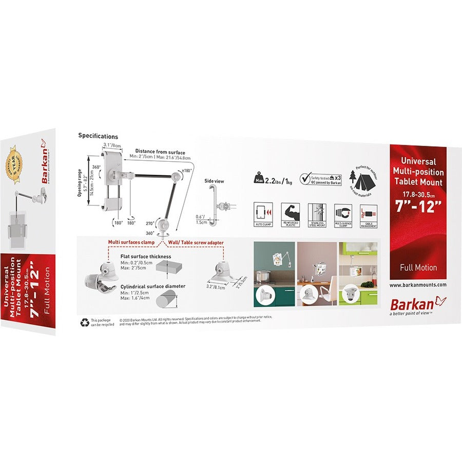 Multi-Position Tablet Mount,Fits 7In-12In Tablets Up To 2.2Lbs.