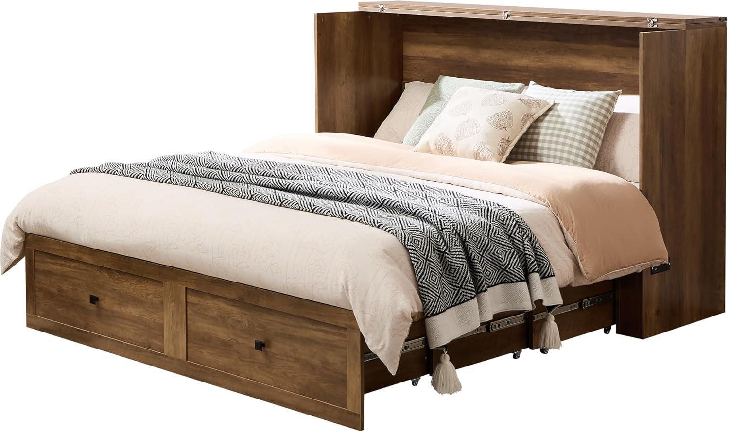 Murphy Bed Cabinet With Charging Station Folds To Queen Bed
