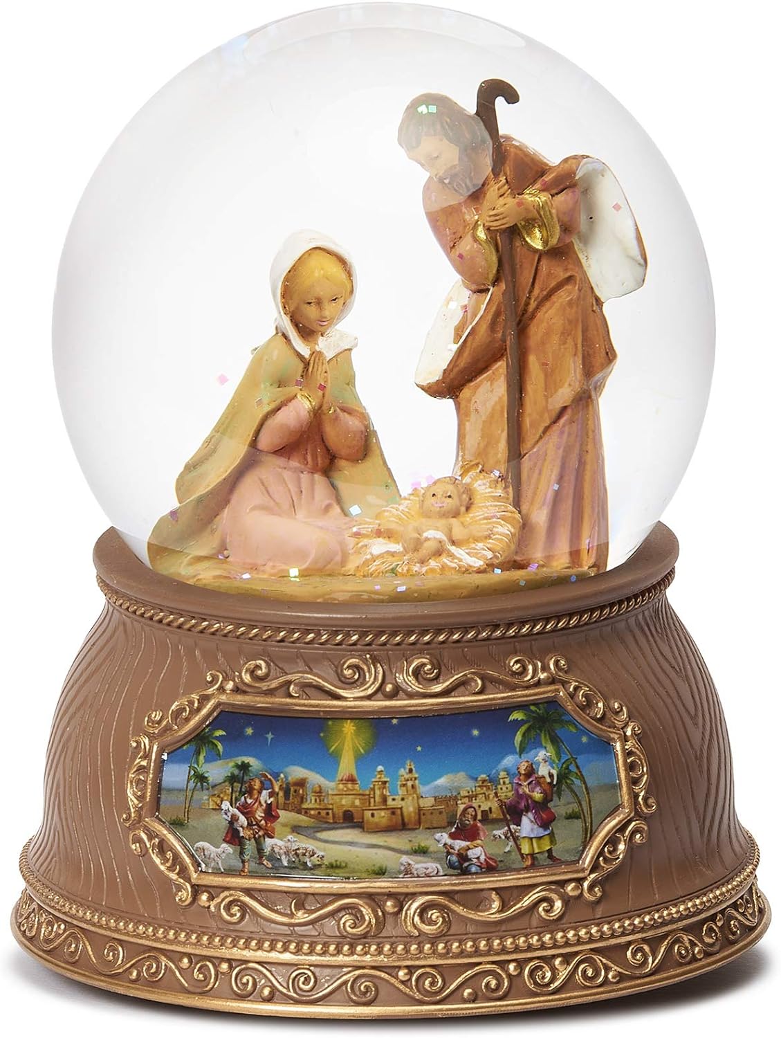 Musical Nativity Glitterdome with Nativity Scene - 5.5 Inch