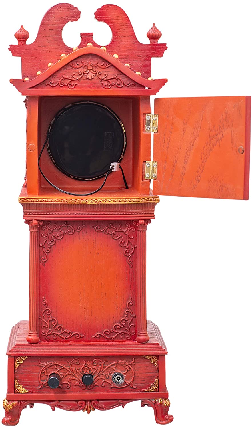 Musical Rotating Santa Mantle Clock - Rosy Red