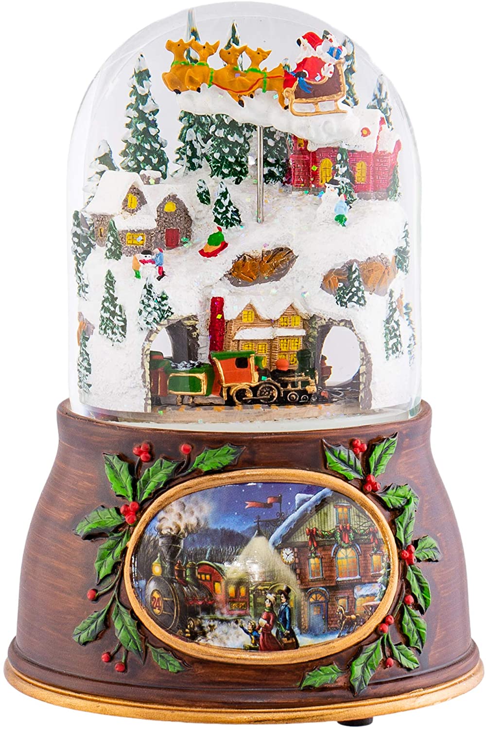 Musical Village with Santa Train - 6 inch Snowglobe
