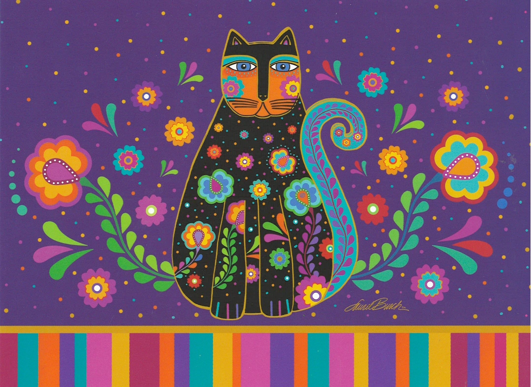 Mystic Cat Garden Greeting Card - Blank Card