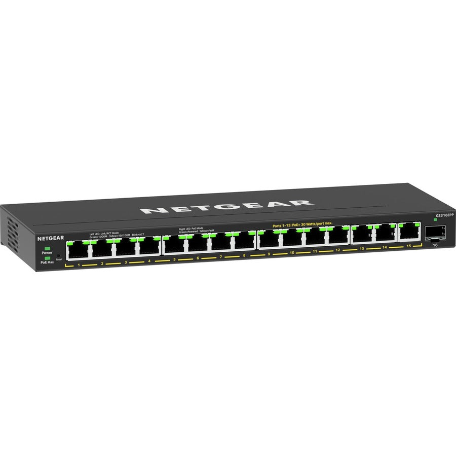 NETGEAR 16-Port High-Power PoE+ Gigabit Ethernet Switch | Easy Smart Essentials GS316EPP-100NAS