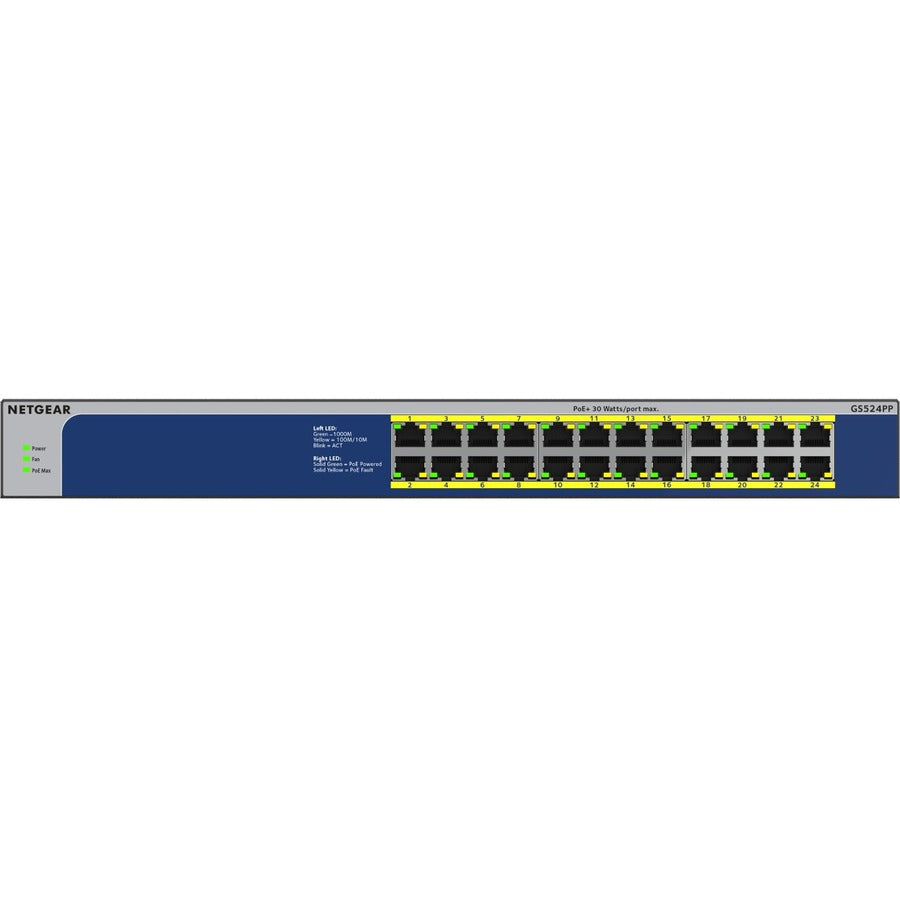 NETGEAR GS524PP 24-Port Gigabit Ethernet, High-Power PoE+ Unmanaged Switch GS524PP-100NAS
