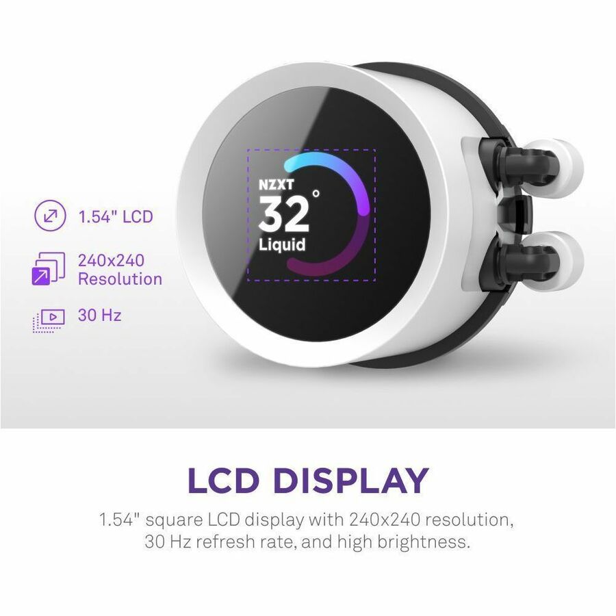 NZXT Kraken 240 RGB 240mm AIO Liquid Cooler with LCD Display and RGB Fans - 1 Pack