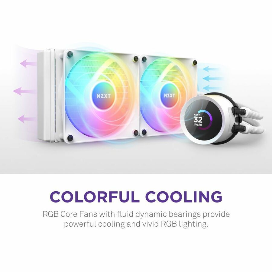 NZXT Kraken 280 RGB RL-KR280-W1 Cooling Fan/Radiator/Water Block/Pump - 1 Pack