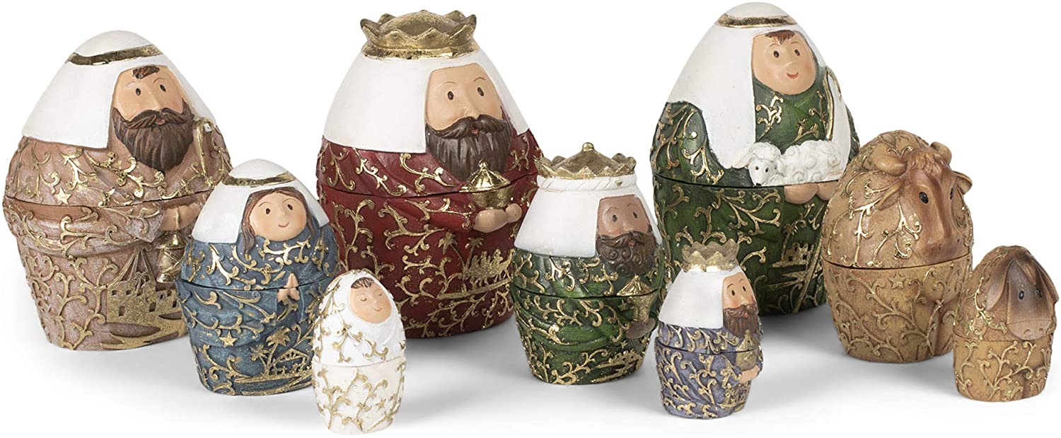Nativity Set-9 Piece Nesting Gold Finish