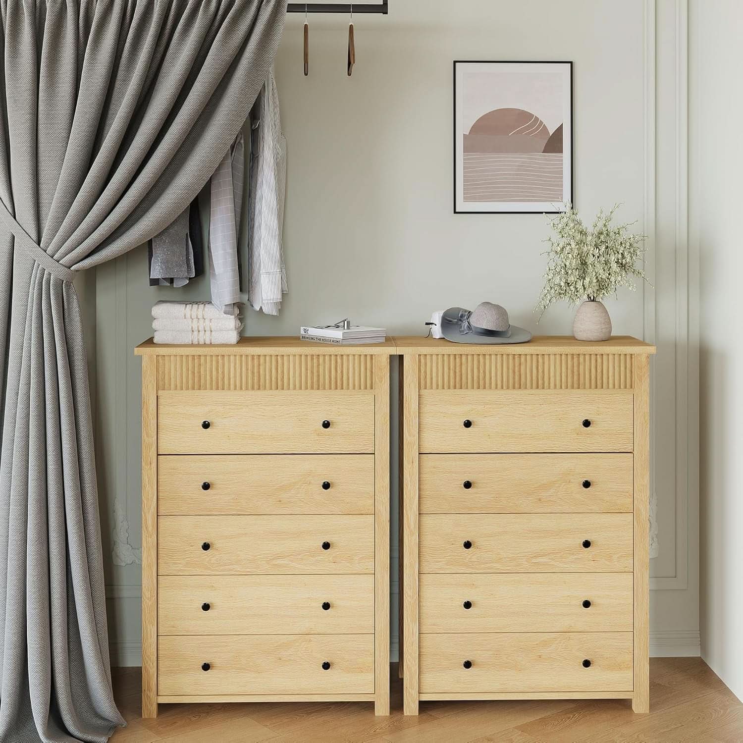 Natural Oak Dresser With Intricate Fluted Paneling