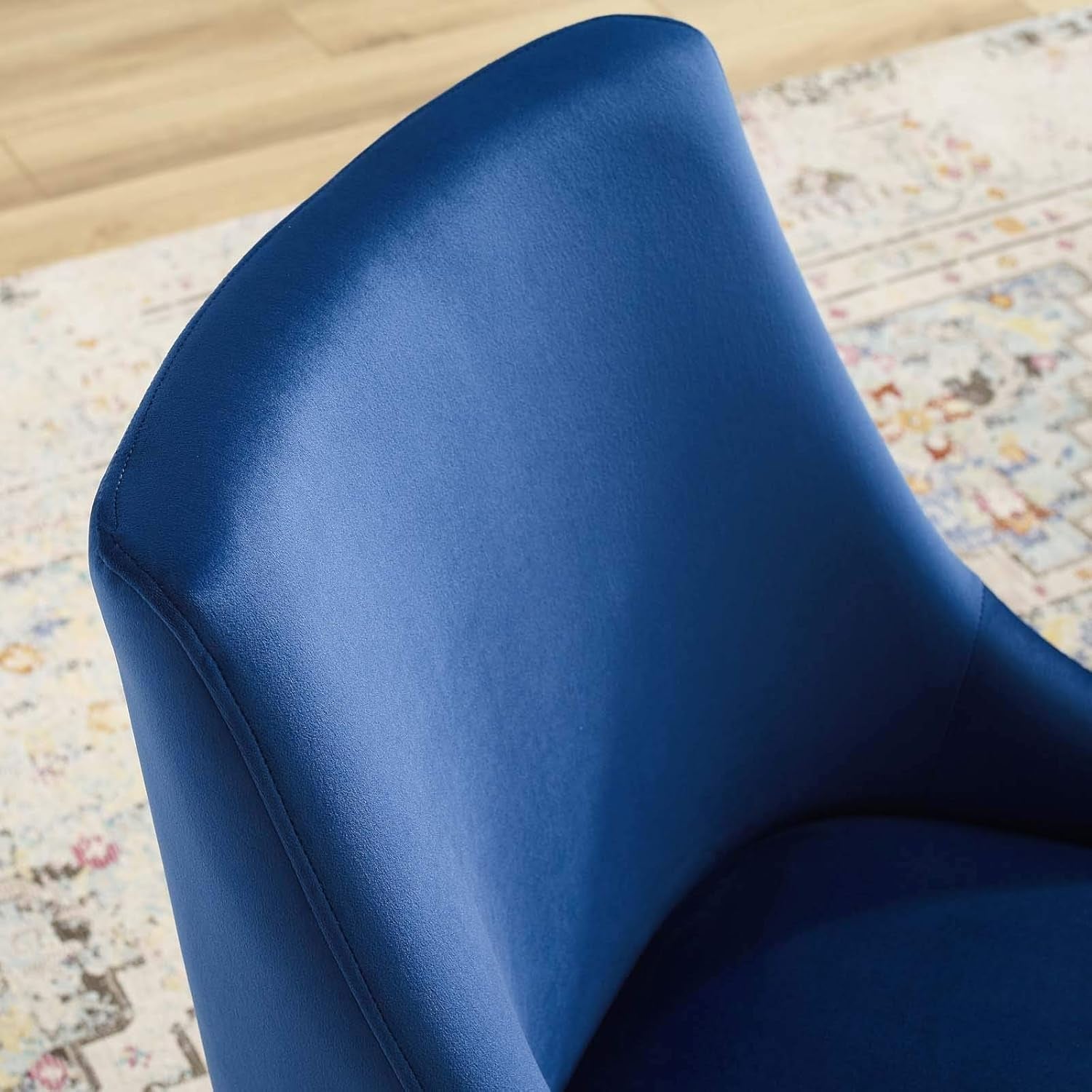 Navy Velvet Upholstered Dining Chair Retro Modern Design