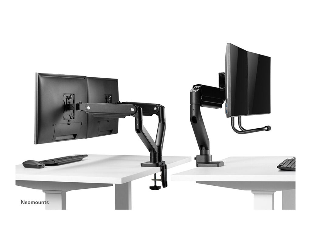 Neomounts DS75-450BL2 - Mounting kit (articulating arm, grommet clamp, topfix clamp) - full-motion - for 2 LCD displays