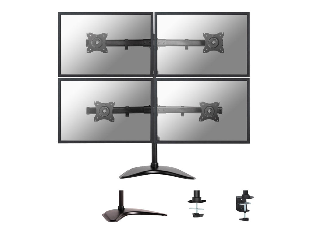 Neomounts NM-D335D4 - Stand - full-motion - for 4 LCD displays - black - screen size: 10-27" - desktop stand
