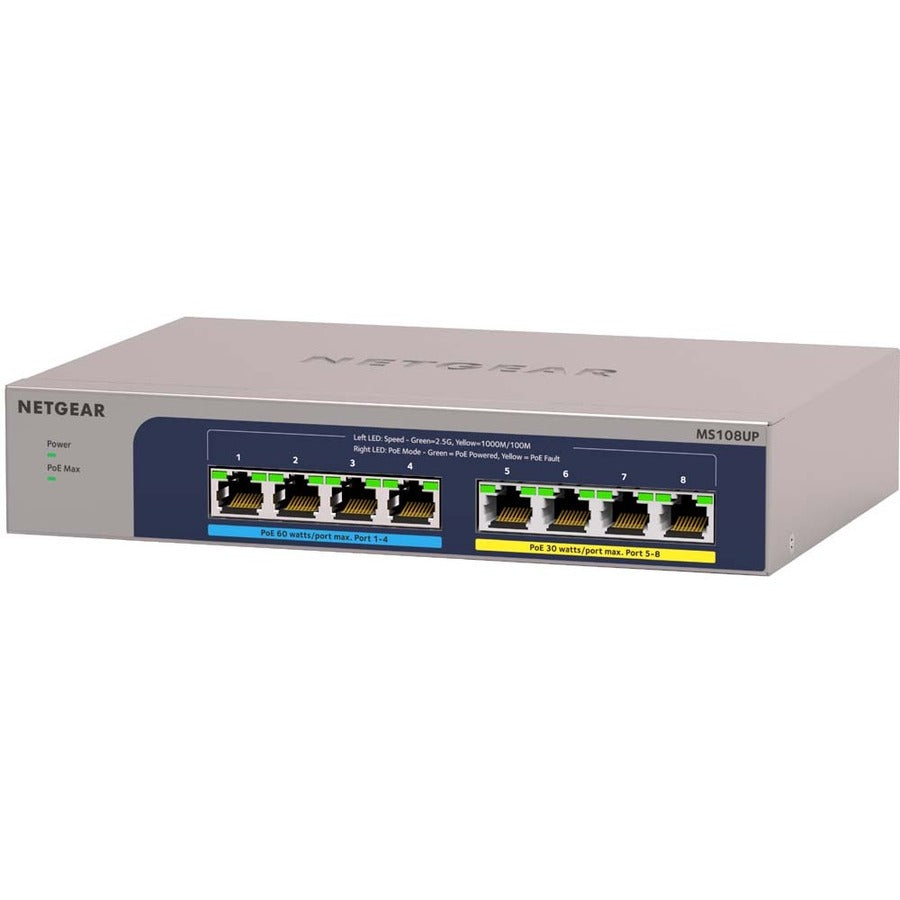 Netgear MS108UP-100NAS 8-Port Multi-Gigabit PoE++ Unmanaged Switch - 2.5G Ethernet | TechSoft